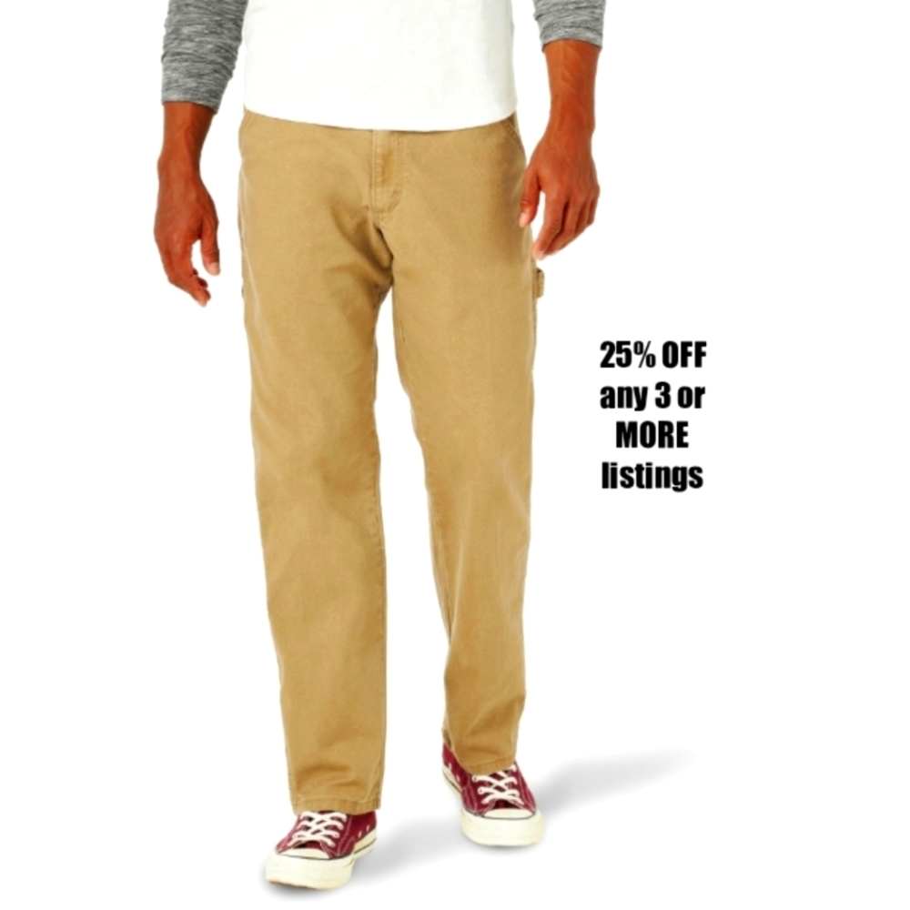 Cargo Pants Khaki Size 38 / 30 Relaxed Straight Leg Pockets Work Belt Iron Co.
